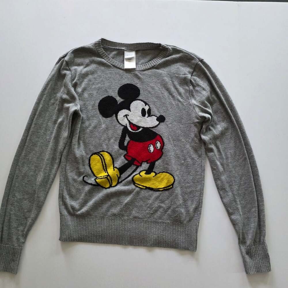 Disney Mickey Mouse Sweater Size Medium Gray Acrylic